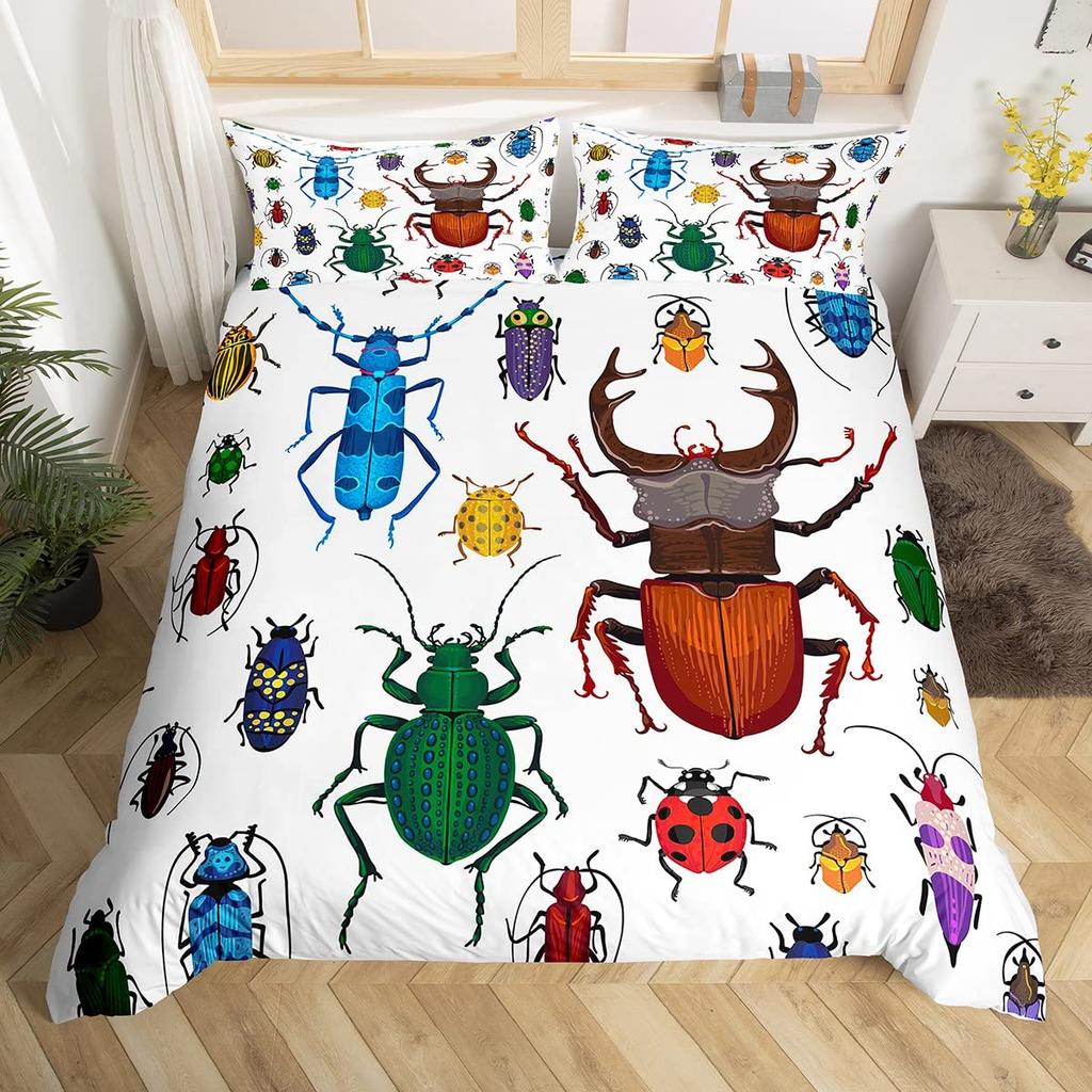 Comforter Ladybug Comforter Set Ladybug On Green Leaf Wild Wildlife Theme Microfiber Bedding Set 3Pcs For Kids Teens
