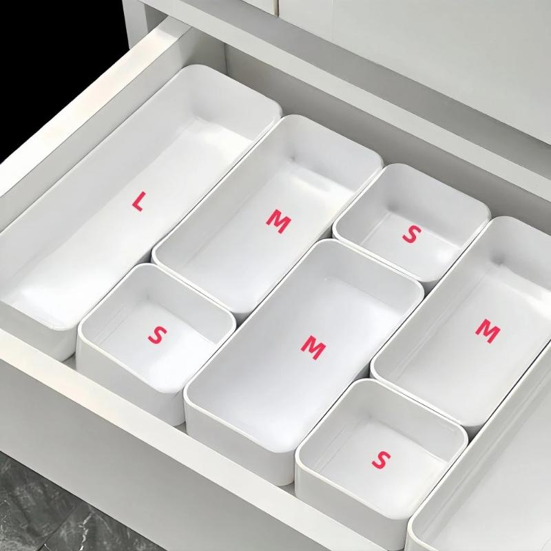 Partition Storage Box Set Drawer Storage Box Built-in Desk Organizer Student Desktop Miscellaneous Items Cosmetics Stationery