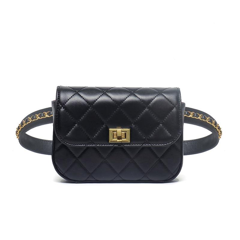 Piele de vițel prim strat Mică Geantă de șold Vânt Parfumat Geantă cu lanț Romb Geantă Mini din Piele Naturală Curea de umăr lată Geantă de piept Geantă de damă