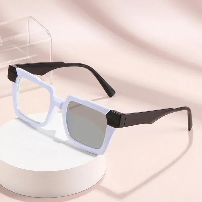 Vintage Stylish Large Frame Pochromic Myopia Glasses Designer Luxury Color Changing Anti-blue Light Near Sight Eyeglasses