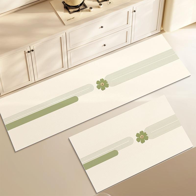 Kitchen Carpet Floral Striped Long Strip Runner Rug Pvc Leather Washable Non-Slip Floor Mats Oil-Proof Waterproof Mat
