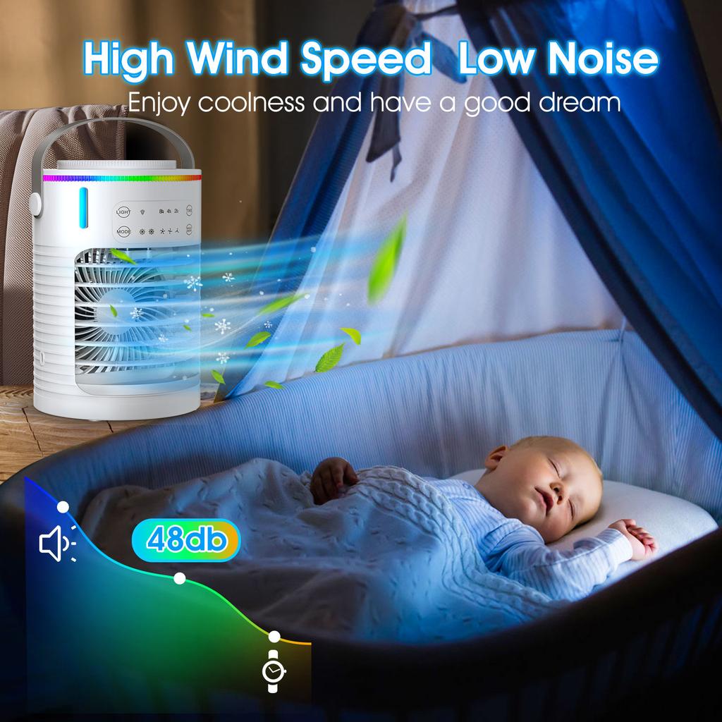 Portable Air Conditioner USB Air Conditioning Fan Mini Air Cooler 600ml Ice Water Air Cooling Fan With Humidifier for Bedroom