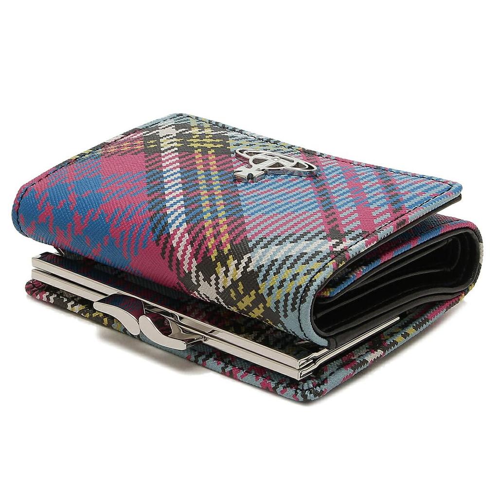 Trifold Wallet Bio Green Saffiano Clasp Blue Pink 51010018 S000V O102 [Vivienne Westwood] Women's [Item]