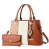 Practical Patchwork Handbag Combo With Mini Pouch, Multi-purpose Top Handle Shoulder Crossbody Matching Bag For Ladies