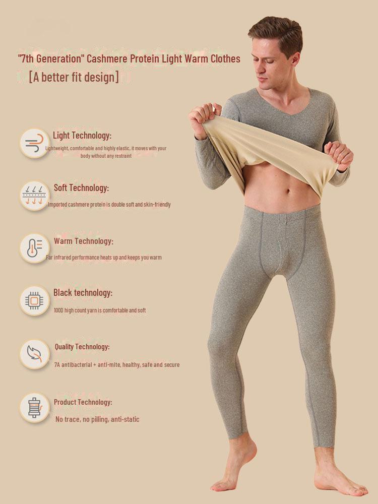 Herr German Velvet Termounderkläder och Pyjamas Set - Höst/Vinter Underställströja och Byxor, Plus Sammetstjocklek