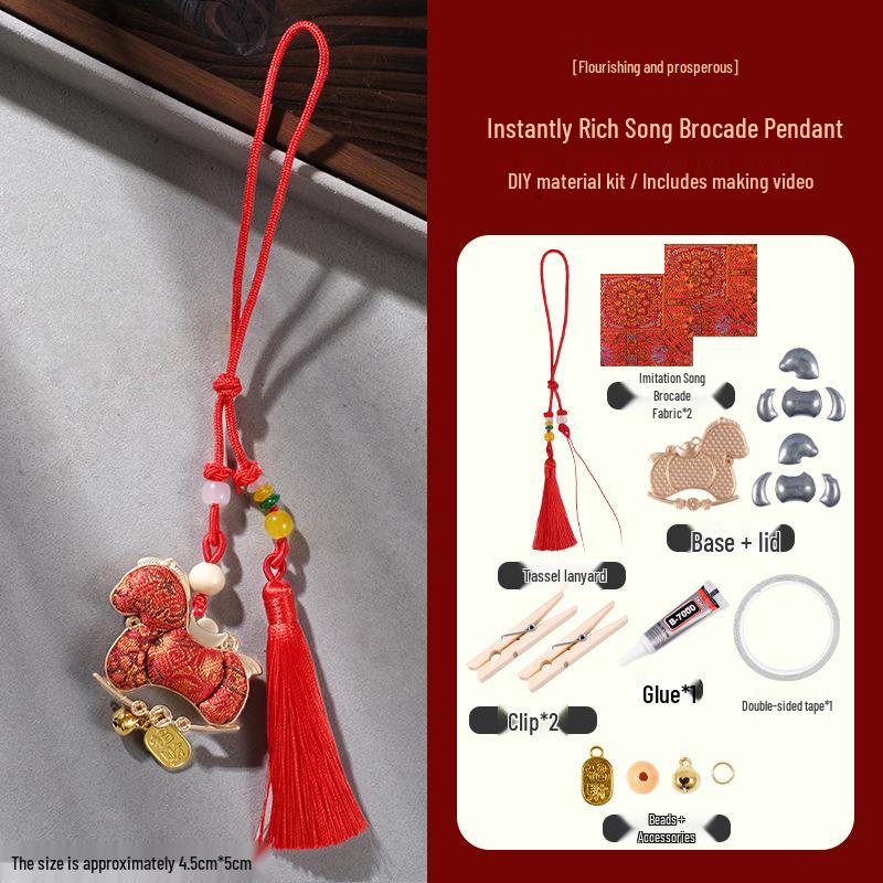 Handmade Song Brocade DIY Pendant Kit: Chinese-Style Keychain, Team Building, Children's Gift