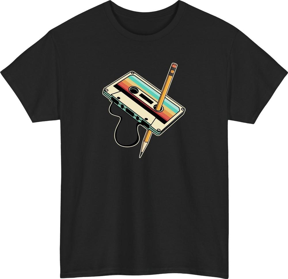 80s 90s Cassette Tape with pencil TShirt vintage music Vintage Unisex Tee