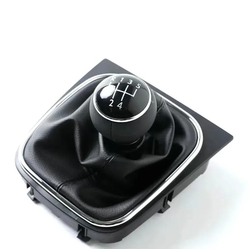 Gałka Zmiany Biegów Manualnej 5/6 Biegów Kompletny Zestaw ze Skórzanym Mieszkem i Kołnierzem Do VW Golf MK5 MK6 Jetta R32 2004-2014