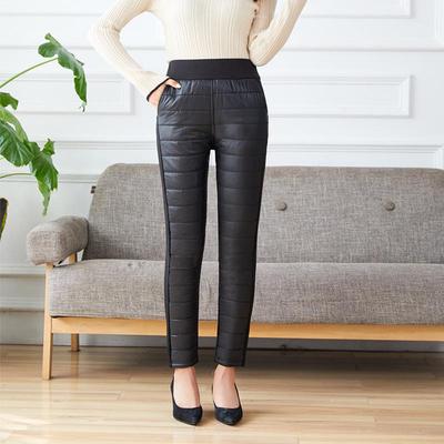 Pantaloni de bumbac Pantaloni de damă Talie înaltă Iarnă Picioare mici Pantaloni calduroși Îmbrăcăminte exterioară