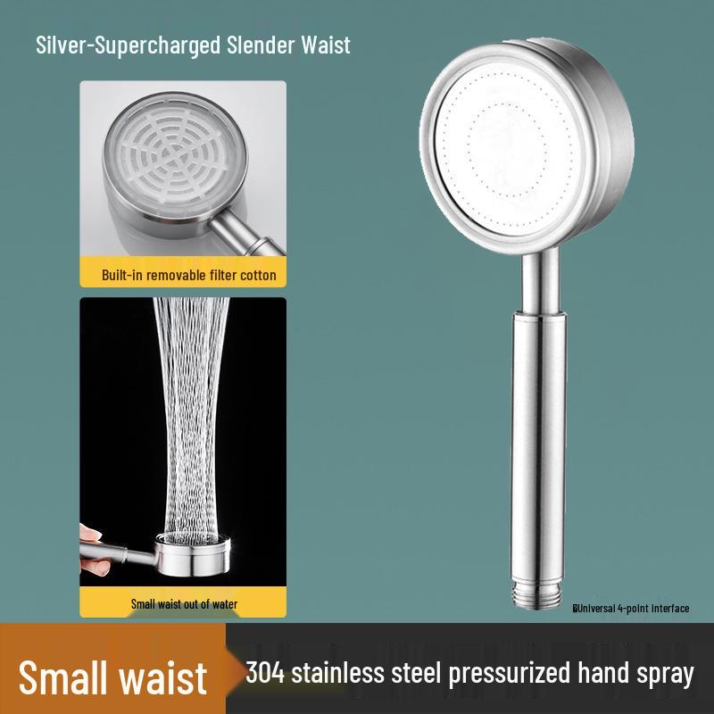 304 Stainless Steel Handheld Shower Head Set with Booster Hose
