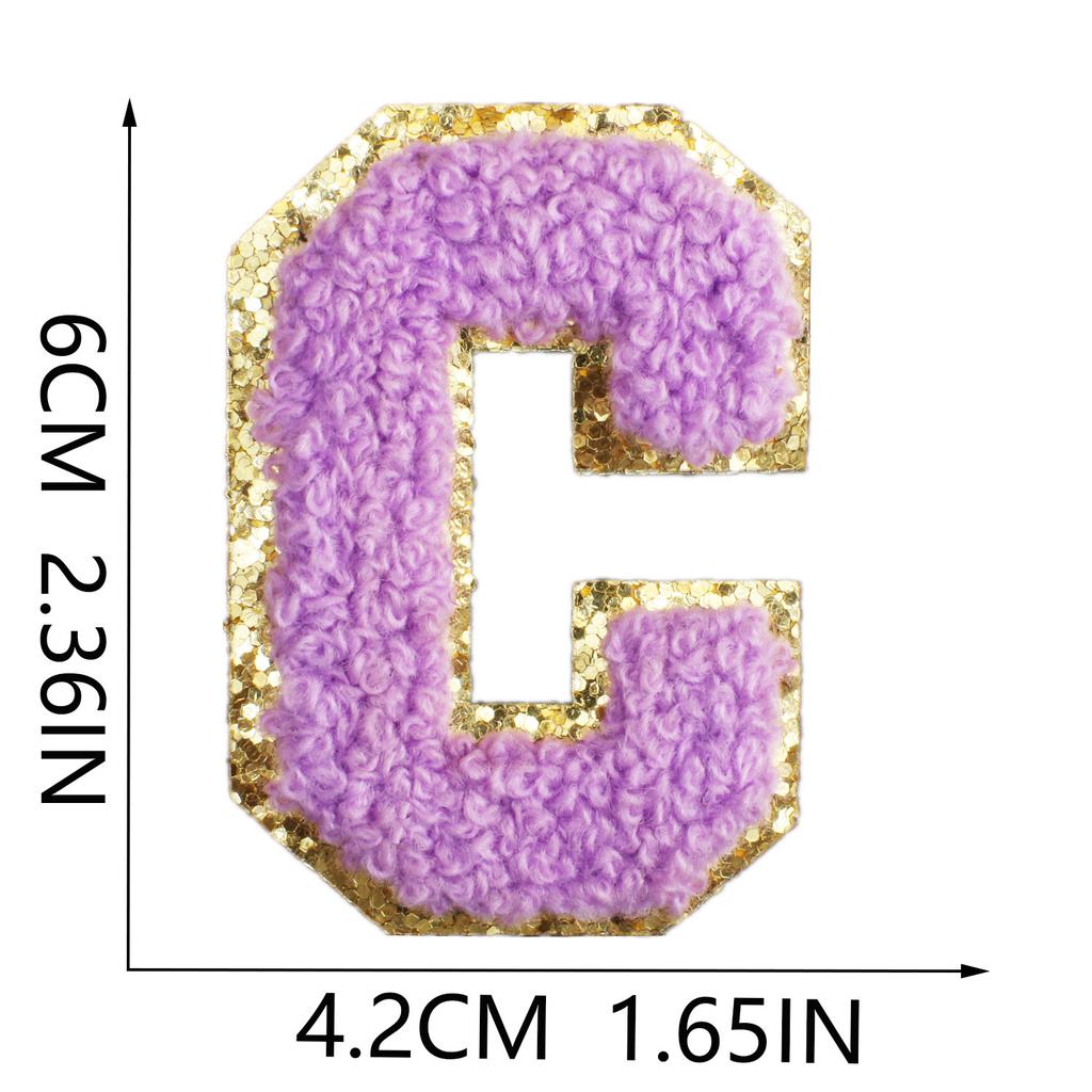 6Cm English Letter Towel Embroidery Patch Sticker Purple Letter Computer Embroidery Label Ironing Embroidery Chapter