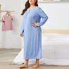 YYFS Women's Fashion Spring Fall Solid Color Print Long Sleeve O-Neck Loose Waistline Casual Dresses