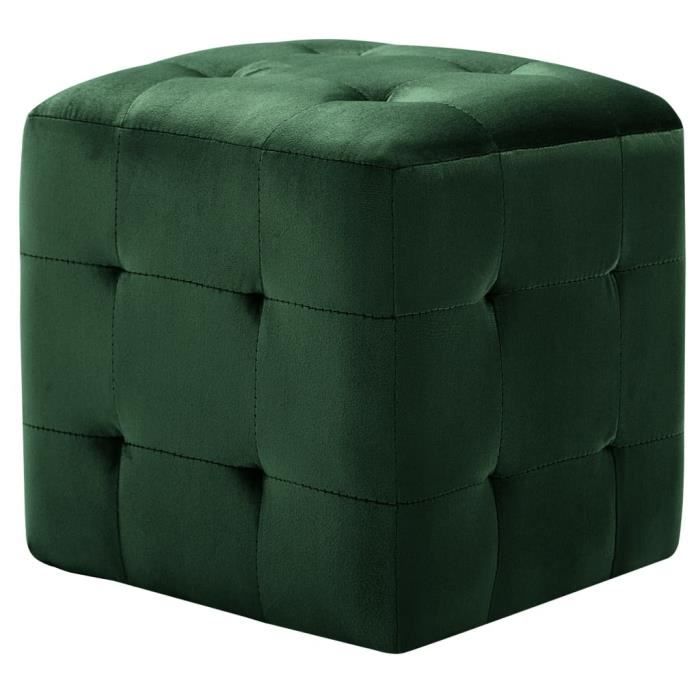 VidaXL 2 Pcs Poufs Green 30 X 30 X 30 Cm Velvet Fabric