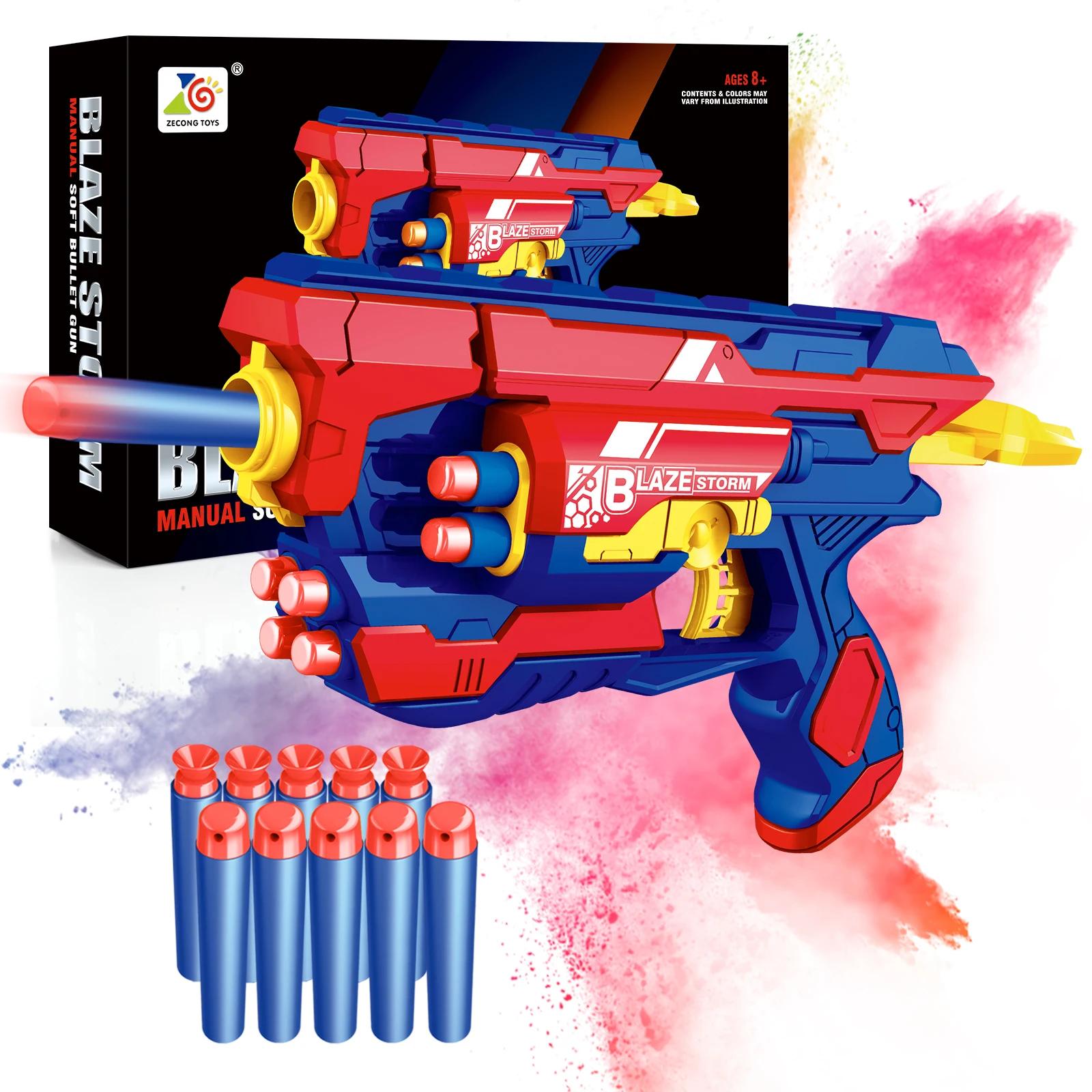 Soft Kids Bullet Toy Gun Dart Blaster 6-Dart Storage Backup Outdoor Shooting Game Toys Toy Foam Blaster Xmas Birthday Gifts