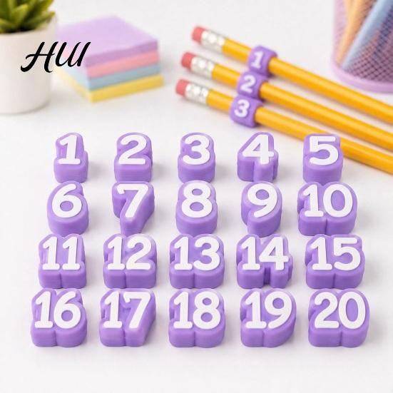 Reusable Pencil Stubs 1-20 20 Pcs Numbered Toppers, Classroom Organization Labels Daily Tracking Supplies for Teachers, Markers Clip Charm Supply