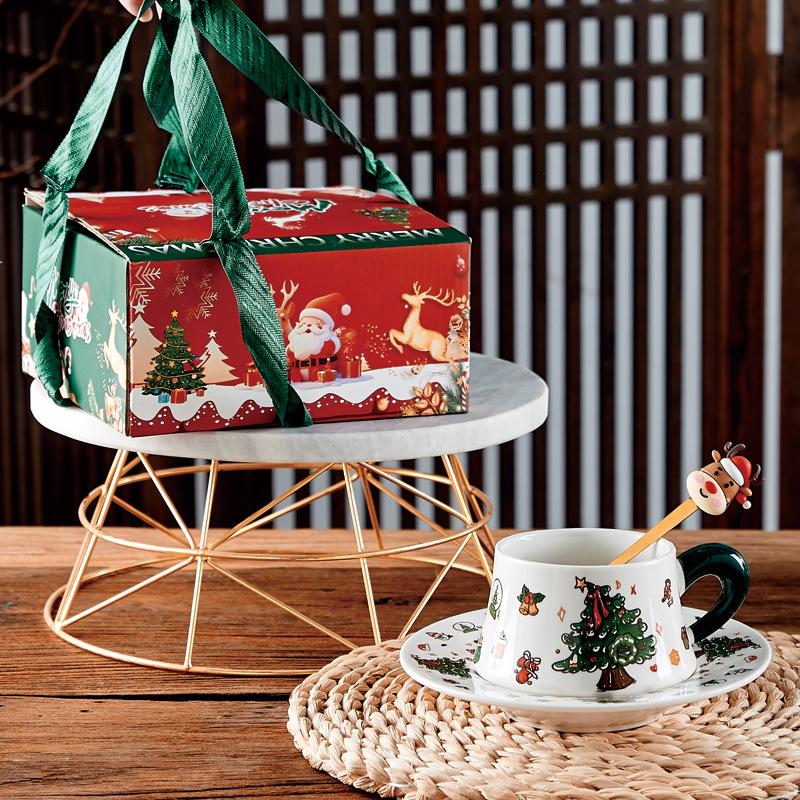 Apple Ceramic Cup Household Water Cup  High Appearance Level  Mug Lid  Spoon Christmas Souvenir Cup Gift Box