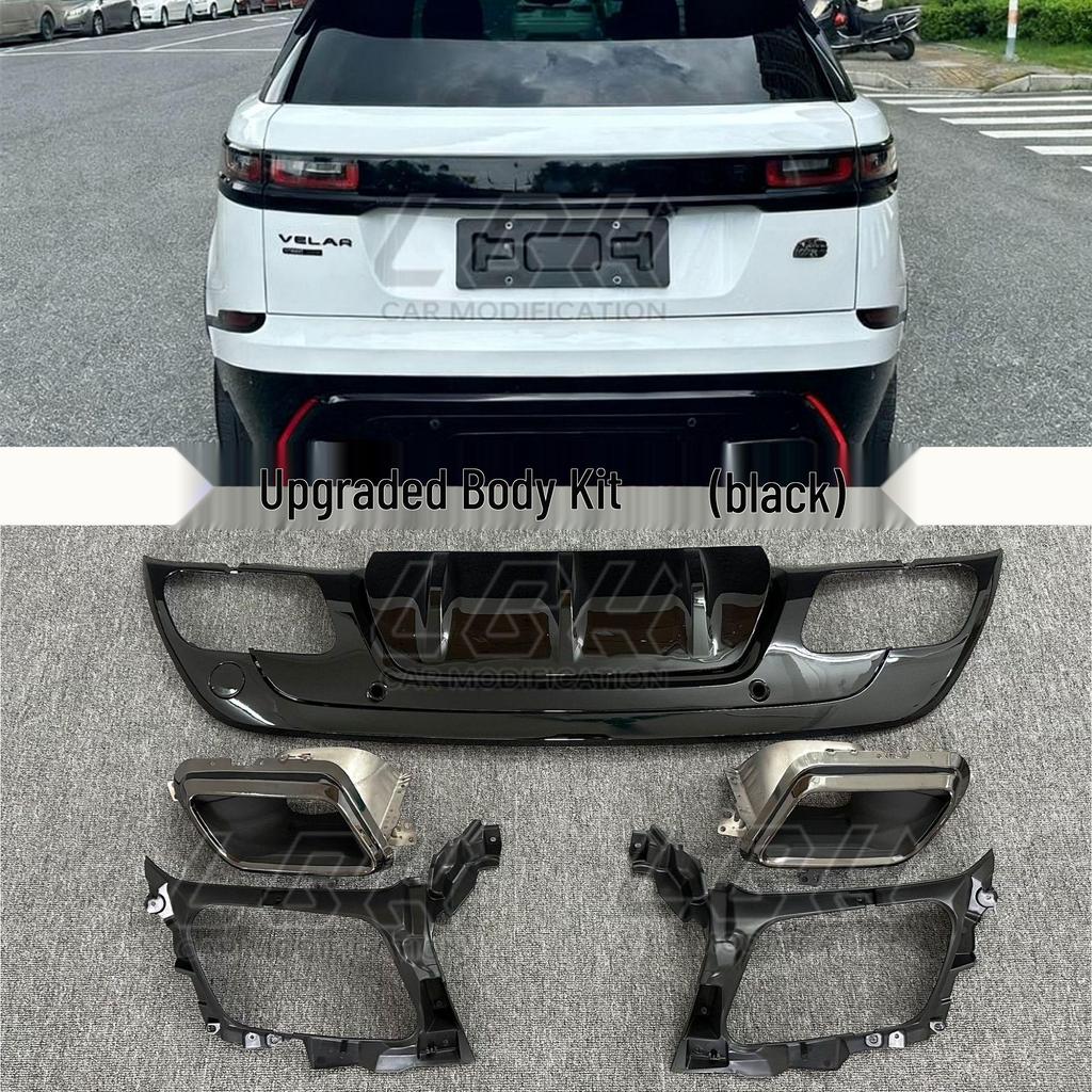 Rear Bumper and Front Face Kit with Square Exhaust Tailpipe for Land Rover Range Rover Velar