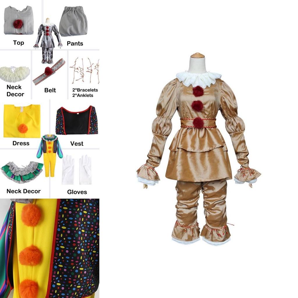 Authentic Pennywise Cosplay Costume For Kids Stephen King's It Clown Suit For Halloween Party