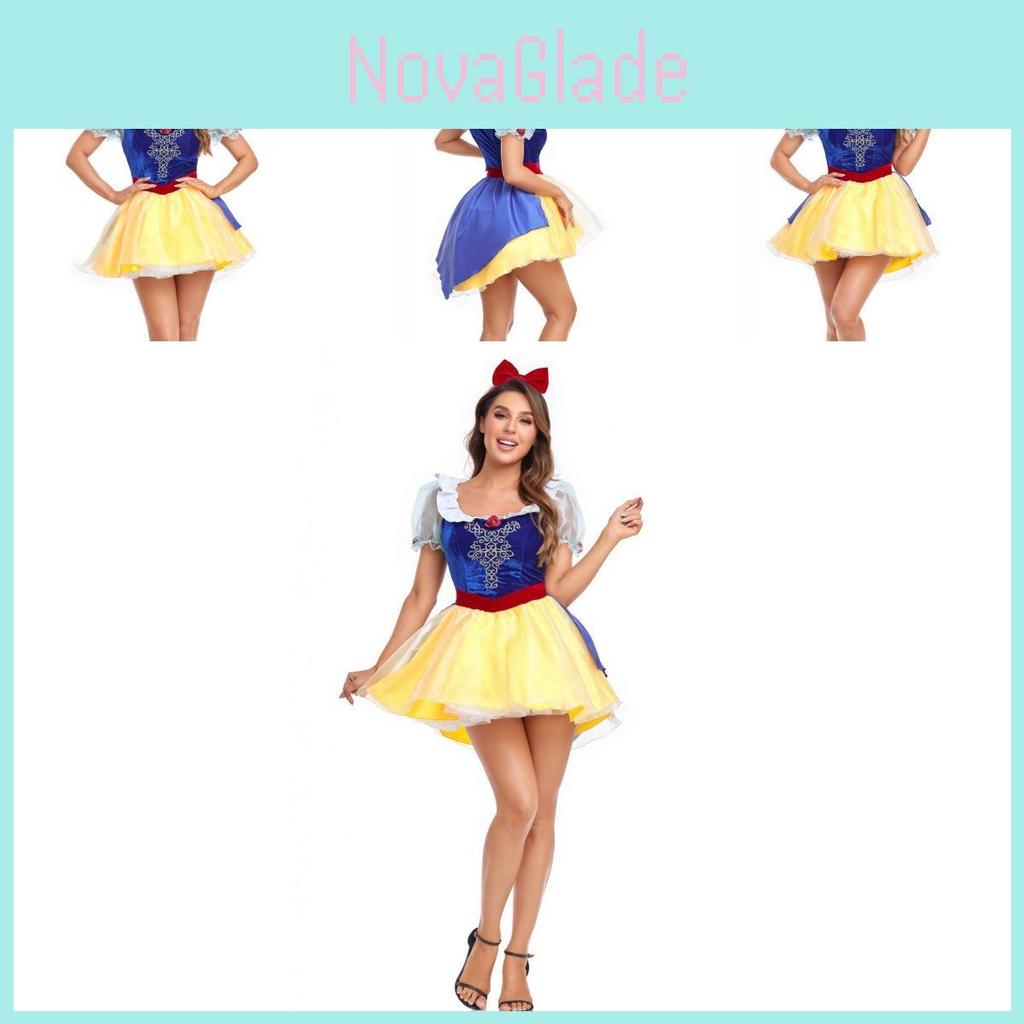 Stylish Adult Snow White Costume Dress Featuring Cotton Fabric Ideal For Themed Parties