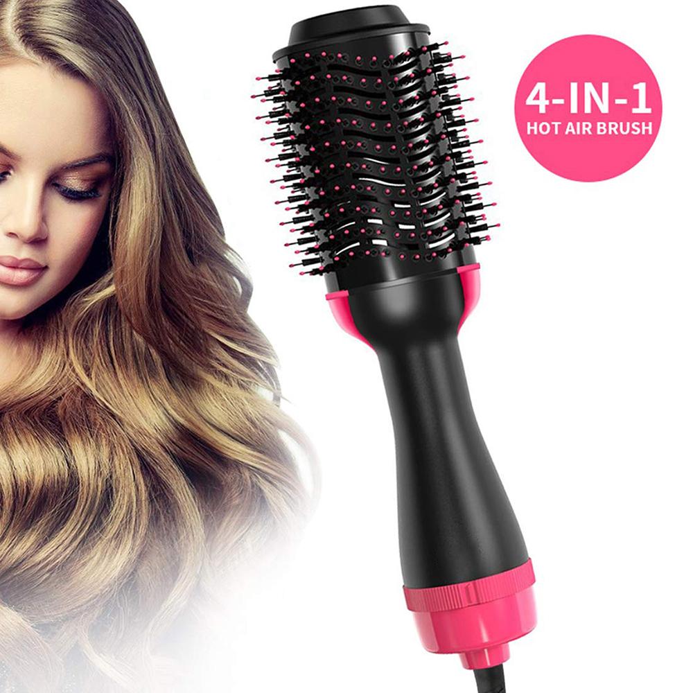 Hot Air Brush Multi-Function Hair Dryer Straightener Curler Comb One Step Professional Salon Hair Styler and Volumizer Ion Blow