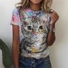 Funny Cat 3d Printed Women's T Shirts Summer Fashion Animal Print Short Sleeve Tees Girl Kawaii Y2k Top Clothes Female Clothing