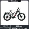 Bicicleta Elétrica de Montanha ES7 Pro 3000W 52V 21AH Suspensão Total 60km/h Ebike Todo-o-Terreno para Desporto e Entretenimento