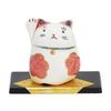 Fukubeya Seto Ware Cat with Raised Right Small Figurine for Good Fortune and Perfect for Home Decor or Gifts Hand-Painted Maneki-neko Paw, Wealth,
