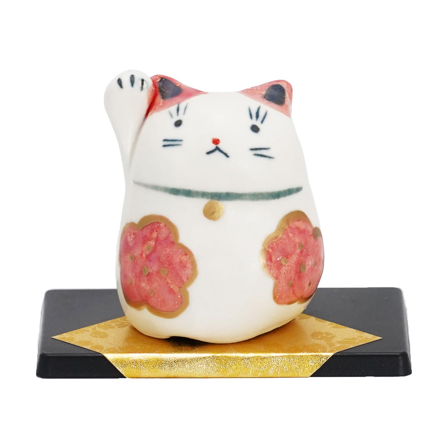 

Фукубея Сэто Керамика Кошка с поднятой правой лапкой Маленькая фигурка для удачи и идеально подходящая для домашнего декора или подарков Расписанная вручную лапа Манэки-нэко, Богатство,