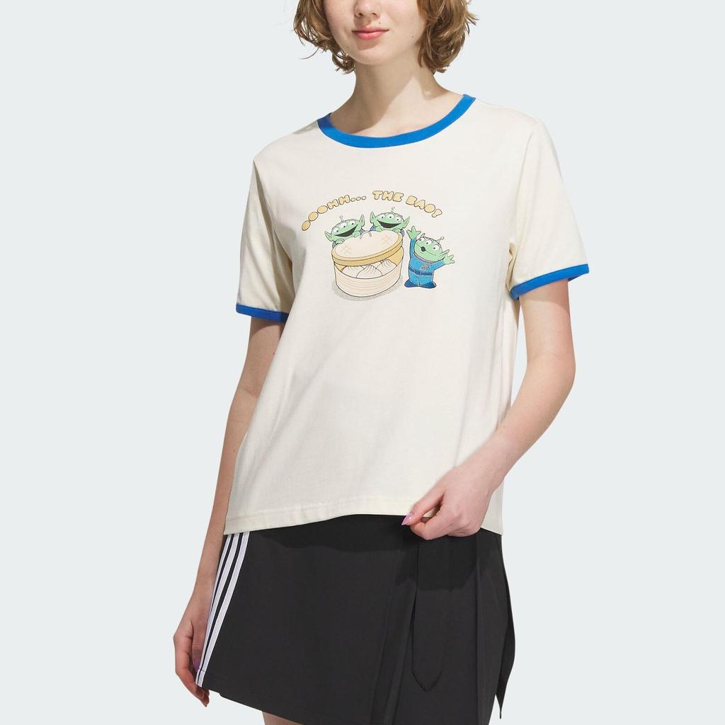adidas Neo X Disney Alien Tee With Pixar Three-Eyed Alien Cartoon Print And Colorblock Women Tops Off-White IP9383