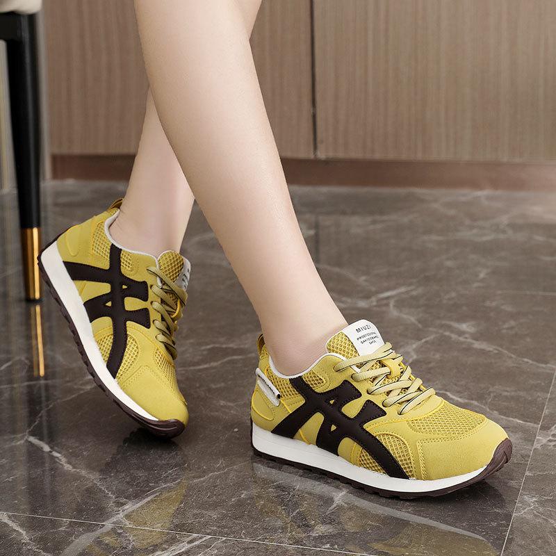 New Spring and Summer Breathable Thin-soled Color-blocking Women's Shoes for Women's Shoes Sports and Casual Height-enhancing Round Head