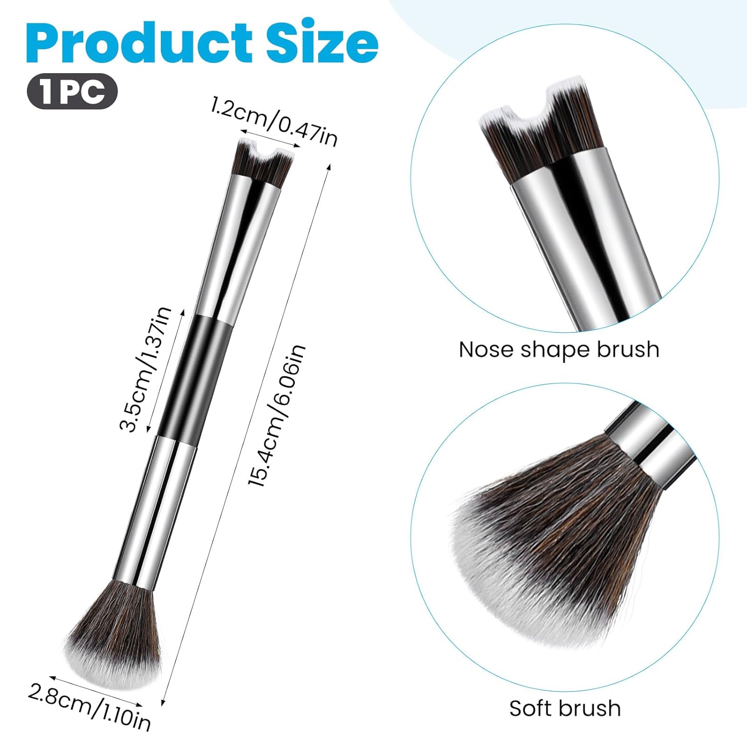 2 in 1 Nose Contour Brush, U-Shaped Nose Sculpting & Blush Brush Dual-Ended Fluffy Contouring Brushes Precision Defining Angled Cheek Bones,