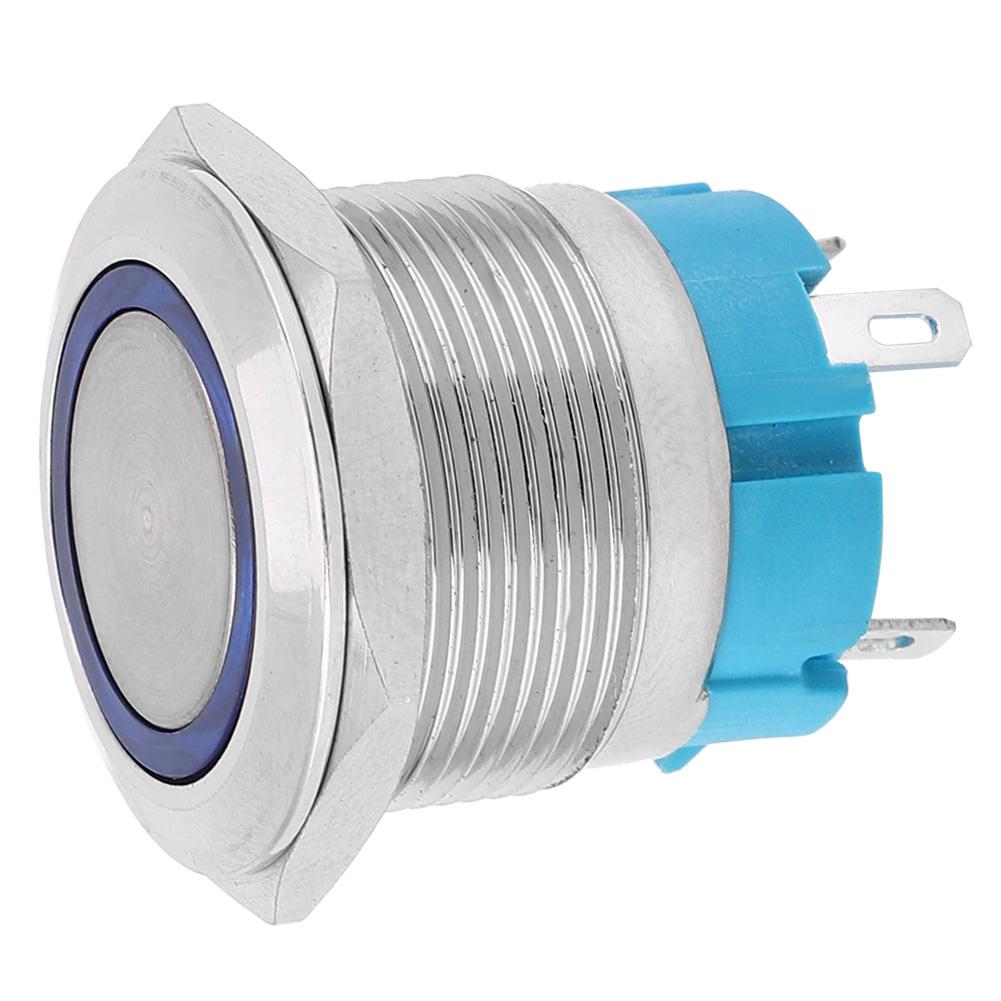 2 Stück 4-poliger selbstverriegelnder Druckschalter mit Ringlicht 22mm IP65 für Schiffs- und Automodifikation(Blau 220VAC)