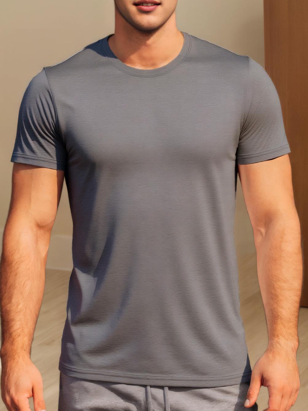 

Men s Quick-Dry Breathable Summer Sports T-Shirt, Short Sleeve, Sweat-Absorbent, Solid Color, Casual Mesh Ice Silk Feel. Medium темно-серого