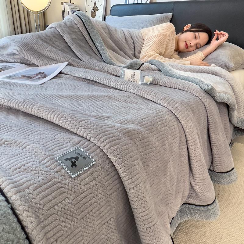 Knitted Velvet Blanket, Milk Velvet Air Conditioning Blanket, Winter Thick Warm Sofa Blanket, Office Nap Cover Blanket