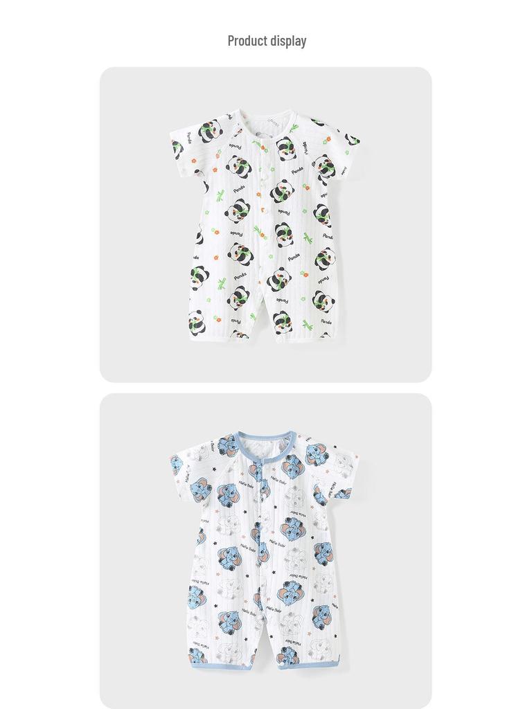 Newborn Summer Cotton Bodysuit: Lightweight Short Sleeve Mesh Romper for Crawling and Outings