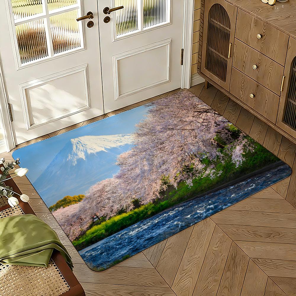 Mount Fuji Floor Mat Soft Thickened Absorbent Non-Slip Bedroom Living Room Door Mat Home Decor Flannel Rugs
