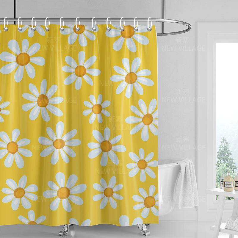 Home Shower Curtains Bathroom Decora Waterproof Fabric Non-Slip Bathmat Water Absorption Curtain Modern Nordic Simple Plant