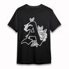 Women's Fashion T-Shirt Floral Lettering Graphic Tee Short Oversize Cotton Black