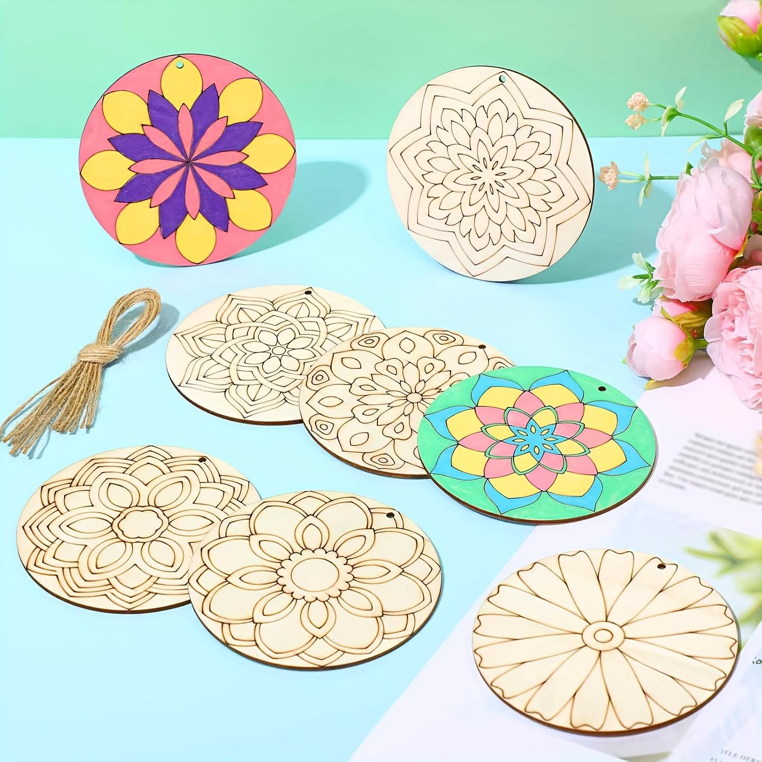 

Деревянные ломтики с росписью мандалы 40 шт., поделки, украшение для свадьбы и домашнего декора Painted jewelry