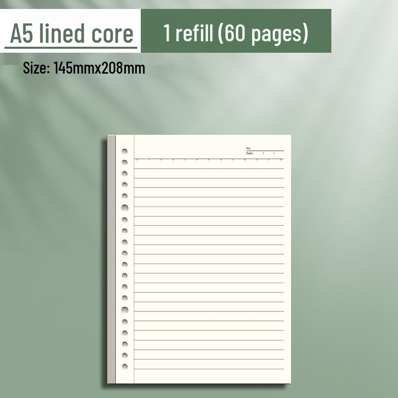 A5/B5/A4 Loose-Leaf Paper Refills - Lined & Grid Options, 20/26 Holes