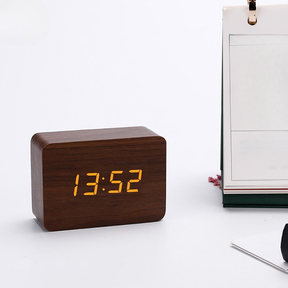 1PC Mode Wecker LED Holz Uhr Tisch Voice Control Digitale Holz Despertador USB/AAA Betriebene Elektronische Desktop Uhren