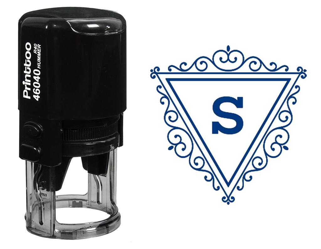 Printtoo Office Stationery Self Inking R-40 Trinagle Swirl Border S Alphabet Monogram Initial Rubber