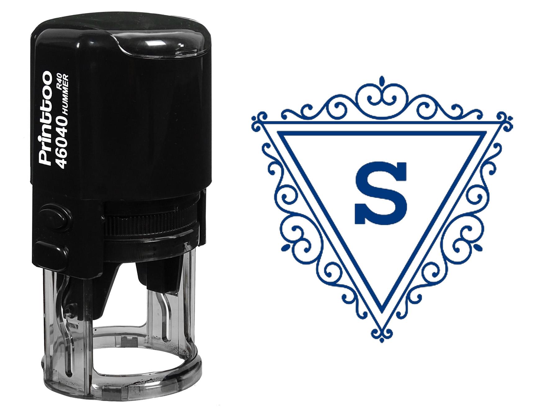 

Printtoo Office Stationery Self Inking R-40 Trinagle Swirl Border S Alphabet Monogram Initial Rubber 30 mm Diameter (Approx) синій