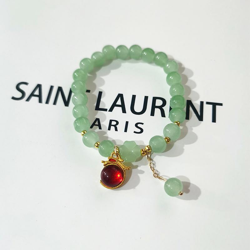 New Women's Mori Style Butterfly Glass Bracelet with Colorful Crackle Beads