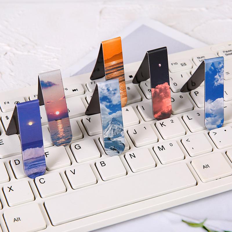 16 Stück Clear Sky Magnetische Lesezeichen für Bücher Schöne Landschaft Mini Seitenklammern Buchmarker Einzigartiges Lese-Geschenk