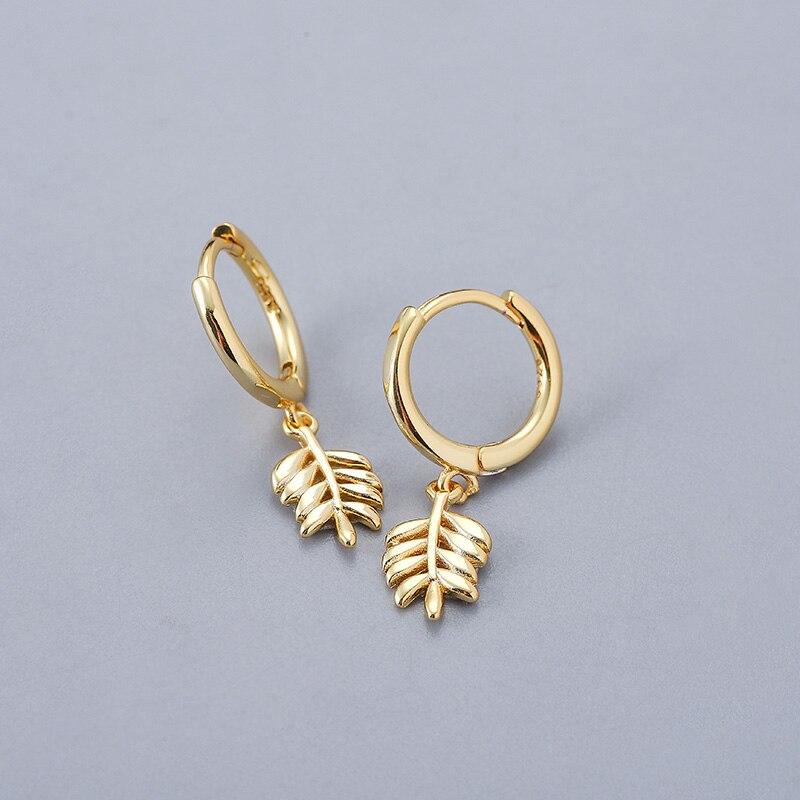 925 Sterling Silber Blätter Anhänger Creolen Ohrringe Damen Schlichte Modeschmuck