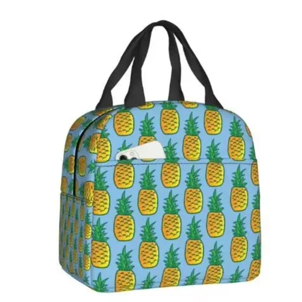 Tropical Pineapple Lunch Bag Blue Insulated Lunch Box Reusable Lunchbox Waterproof Portable Lunch Tote for Men Women Girls