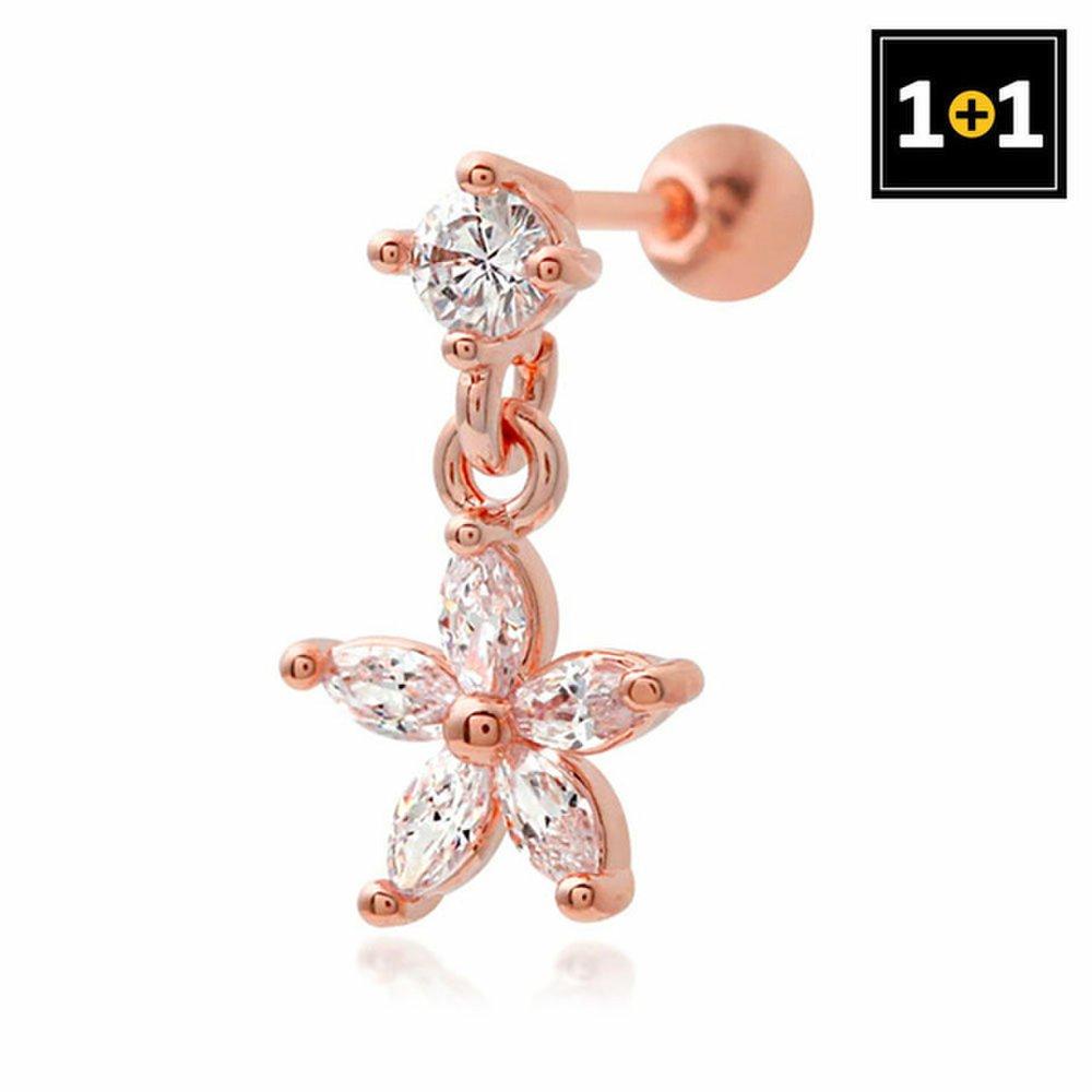 [Merry-Grin] (1+1) 14K Shine Flower Piercing Gold Pin One Side