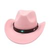 Tibetan Turquoise Celebrity Style Western Cowboy Top Hat Suede Upturned Jazz Hat
