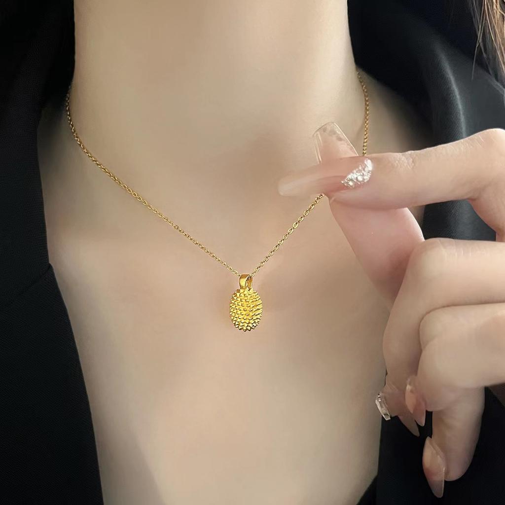 Durian Lifetime~ Advanced Sense Gold Durian Pendant New Necklace Female Personality Versatile Unique Design Sense